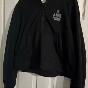 Lululemon athletica Black Half-Zip Pullover Sweater with 'Be A Good Person' Text